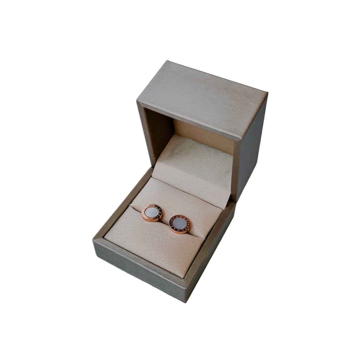 Bulgari Classic Logo Button Stud Earrings