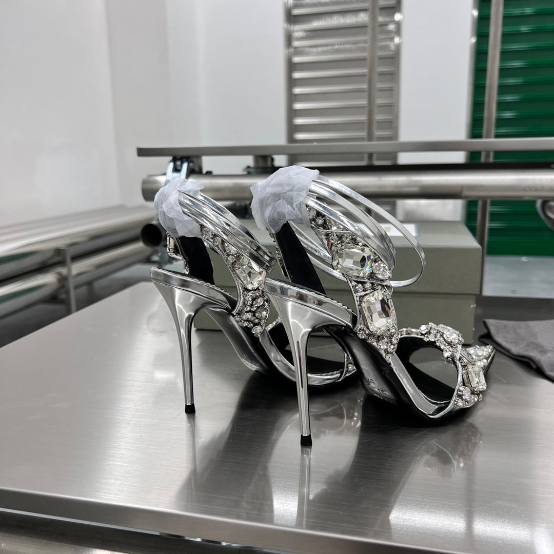Tom Ford Gold Crystal Heeled Sandals