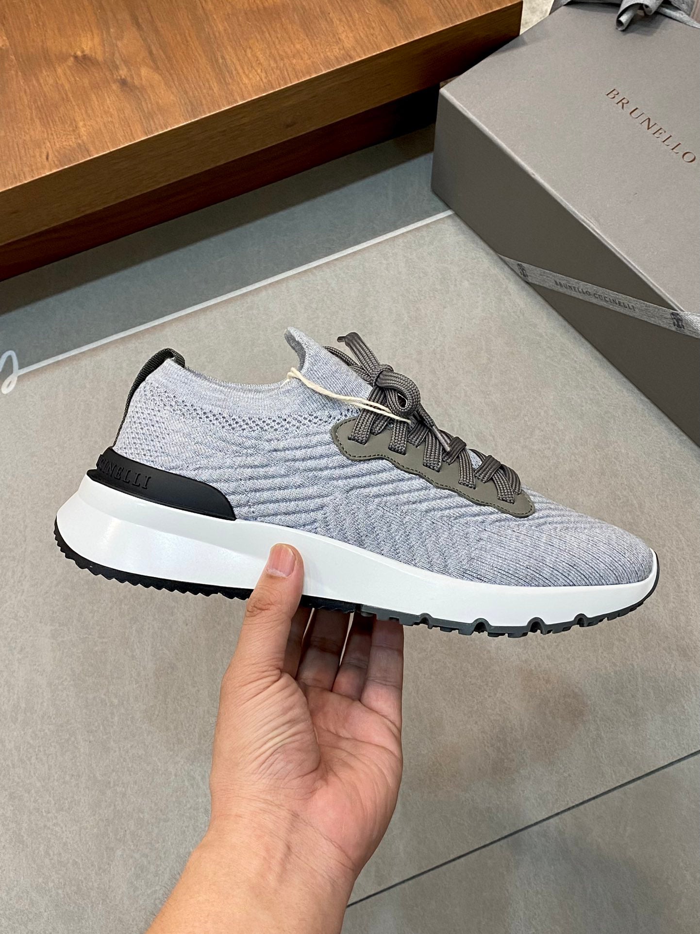 Brunello Cucinelli Flyknit Cashmere Lace-Up Sneakers – Spring/Summer Collection – 25SS