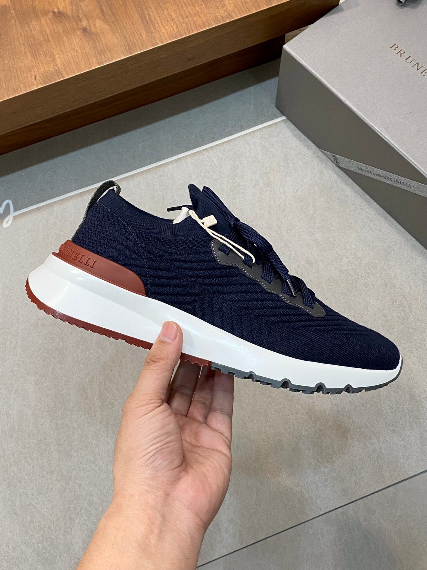 Brunello Cucinelli Flyknit Cashmere Lace-Up Sneakers – Spring/Summer Collection – 25SS