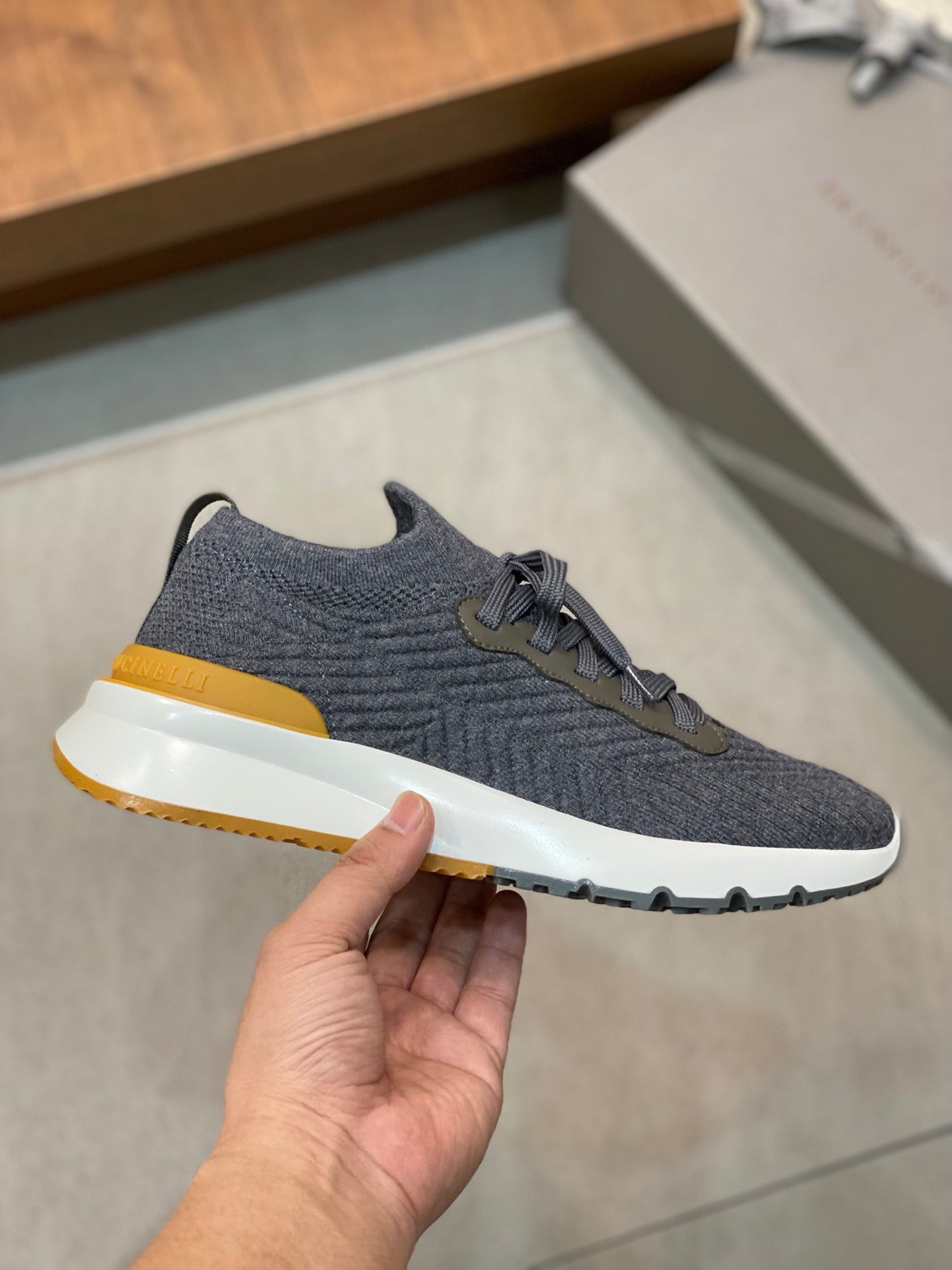 Brunello Cucinelli Flyknit Cashmere Lace-Up Sneakers – Spring/Summer Collection – 25SS