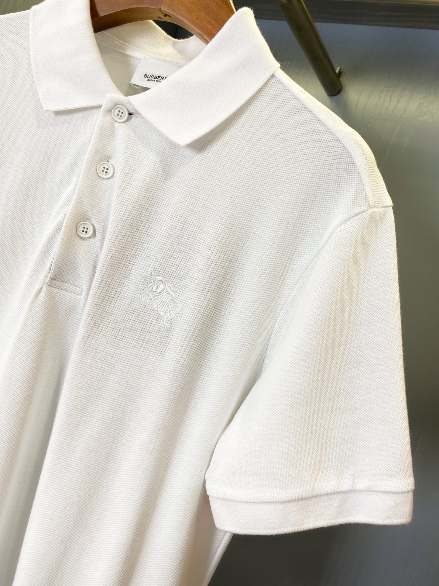 Burberry Horse Embroidered Piqué Cotton Polo Shirt
