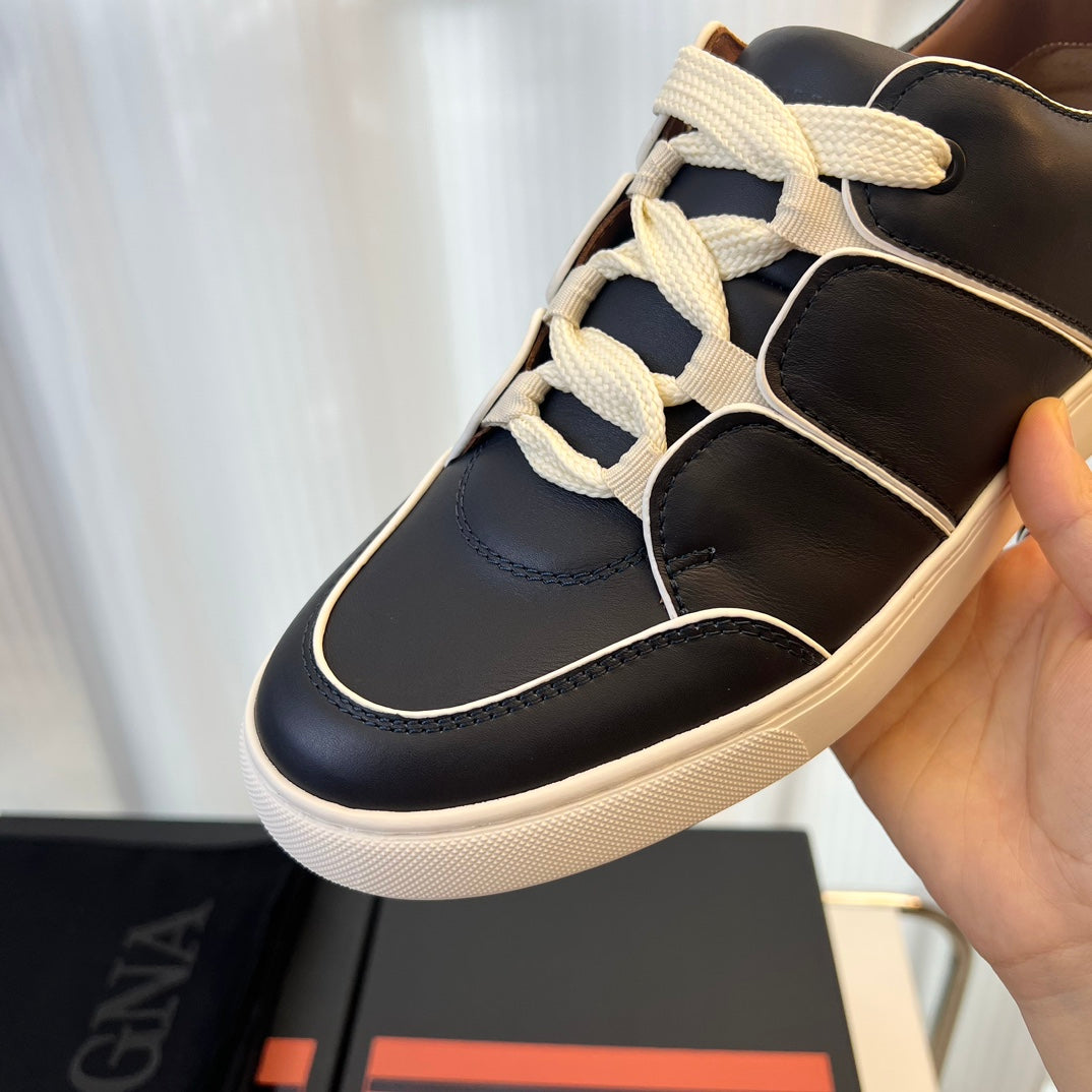 Zegna TIZIANO Calfskin Low-Top Sneakers