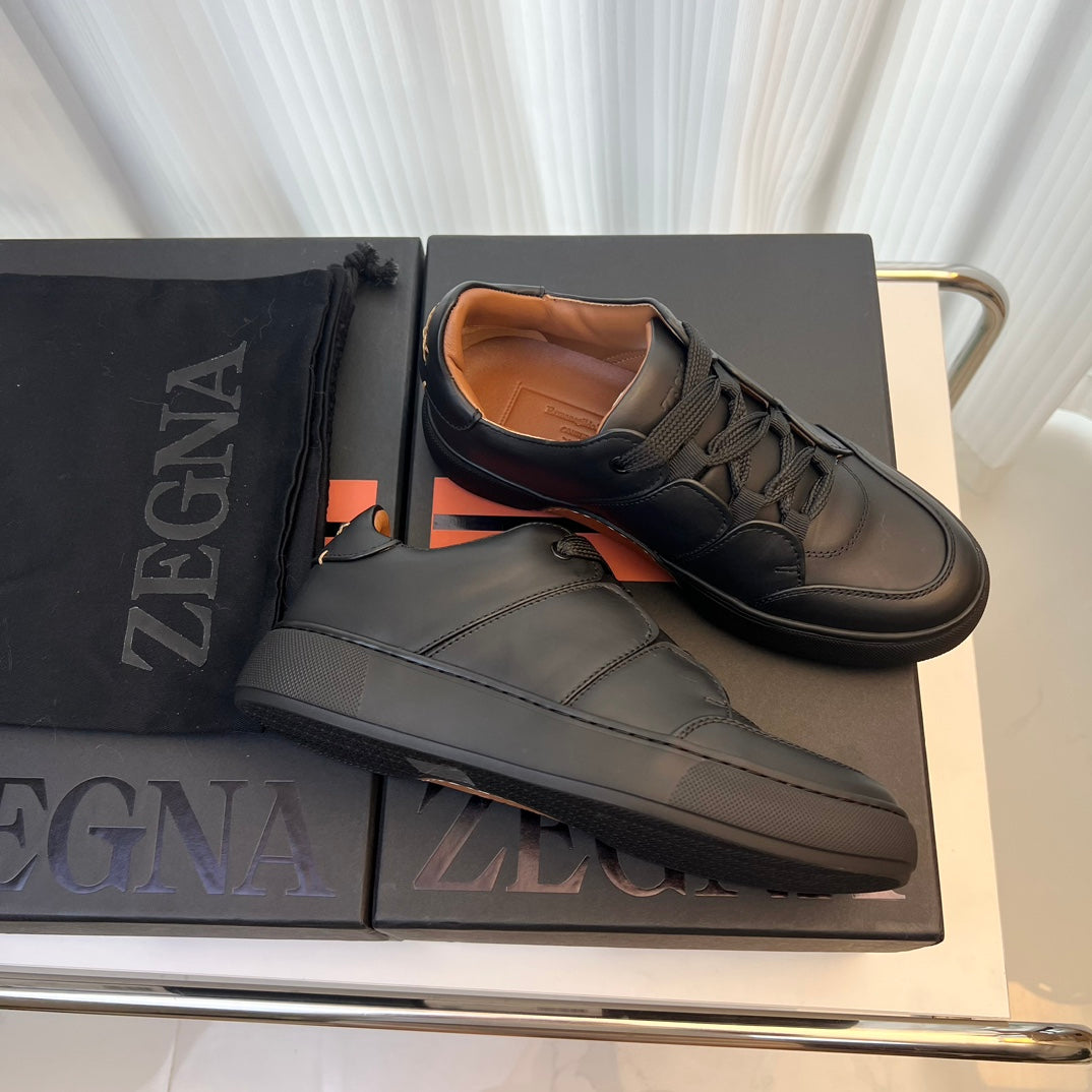 Zegna TIZIANO Calfskin Low-Top Sneakers