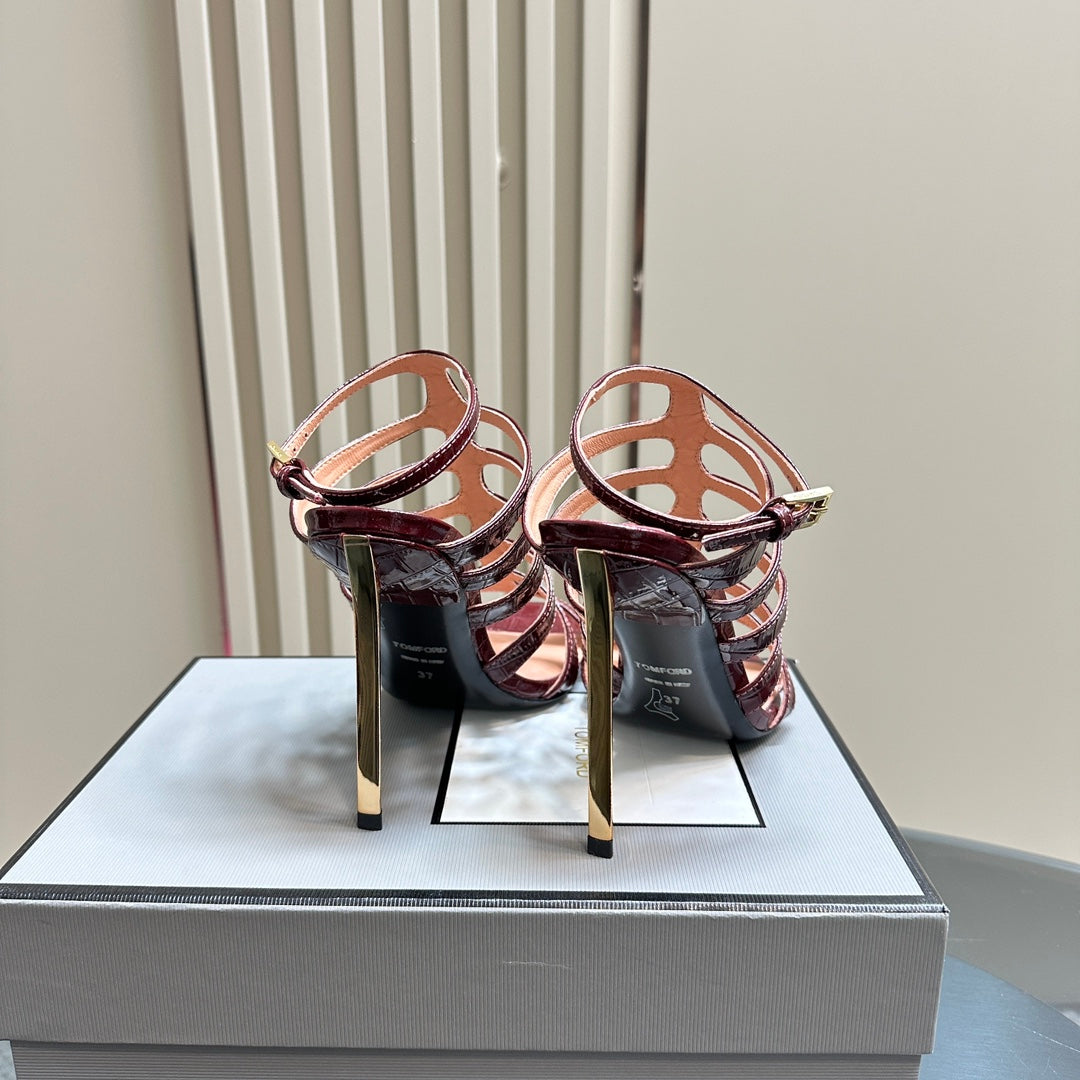 Tom Ford Metallic Slingback Mesh Heels – 2024 Runway Collection