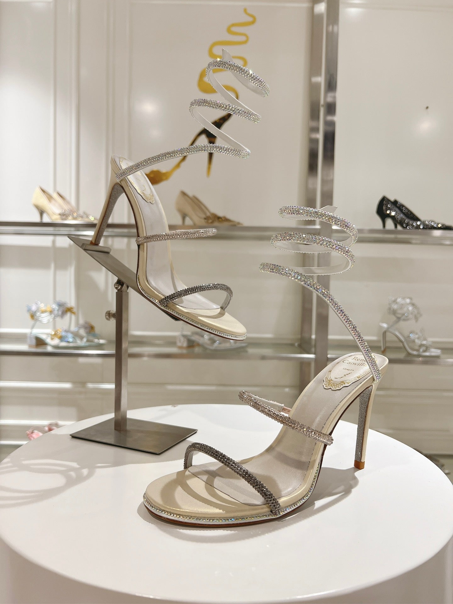 René Caovilla Cleo Crystal-Embellished Heeled Sandals – 24SS