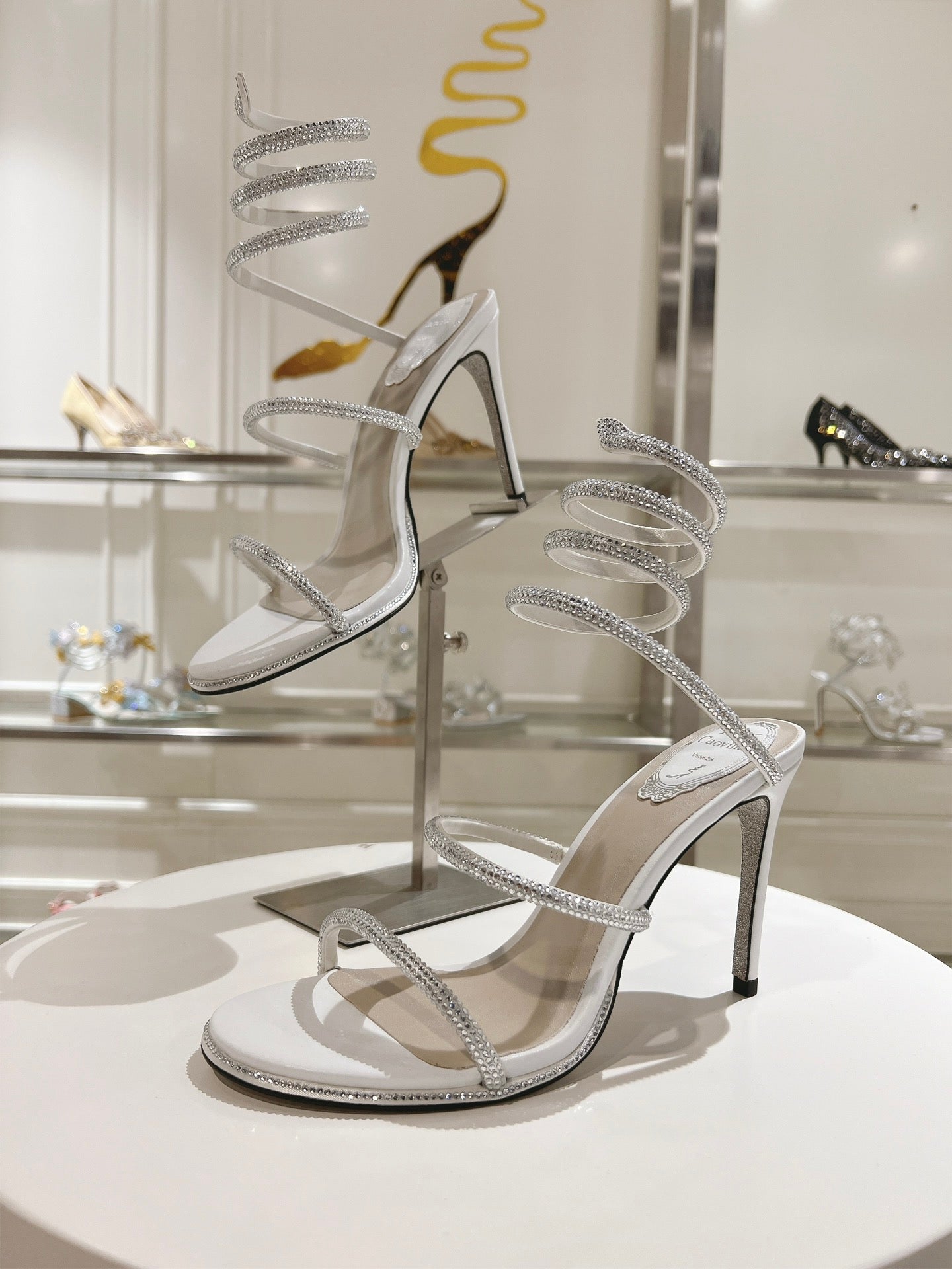 René Caovilla Cleo Crystal-Embellished Heeled Sandals – 24SS