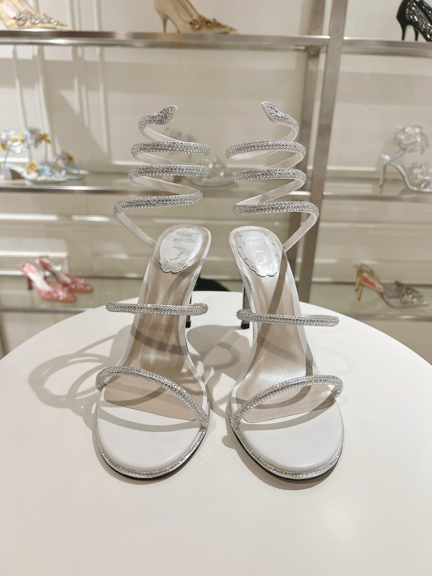 René Caovilla Cleo Crystal-Embellished Heeled Sandals – 24SS