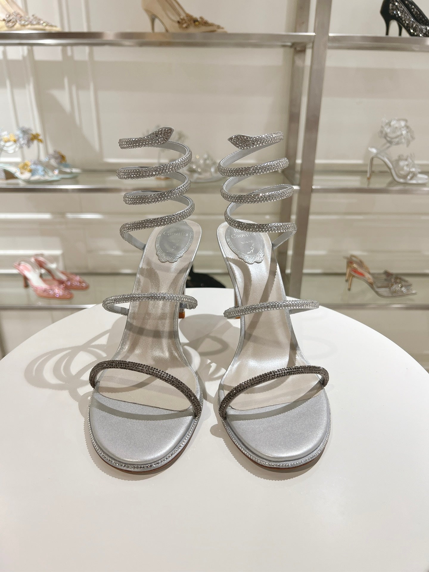 René Caovilla Cleo Crystal-Embellished Heeled Sandals – 24SS