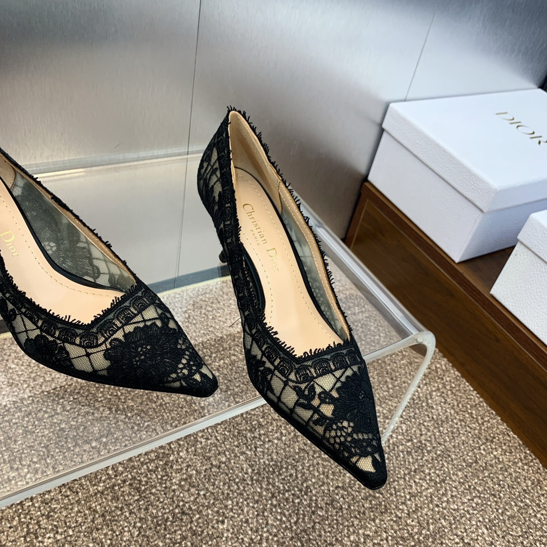 Dior CD Roses Jacquard Embroidery High-Heel Pumps – 2024 Spring/Summer Collection