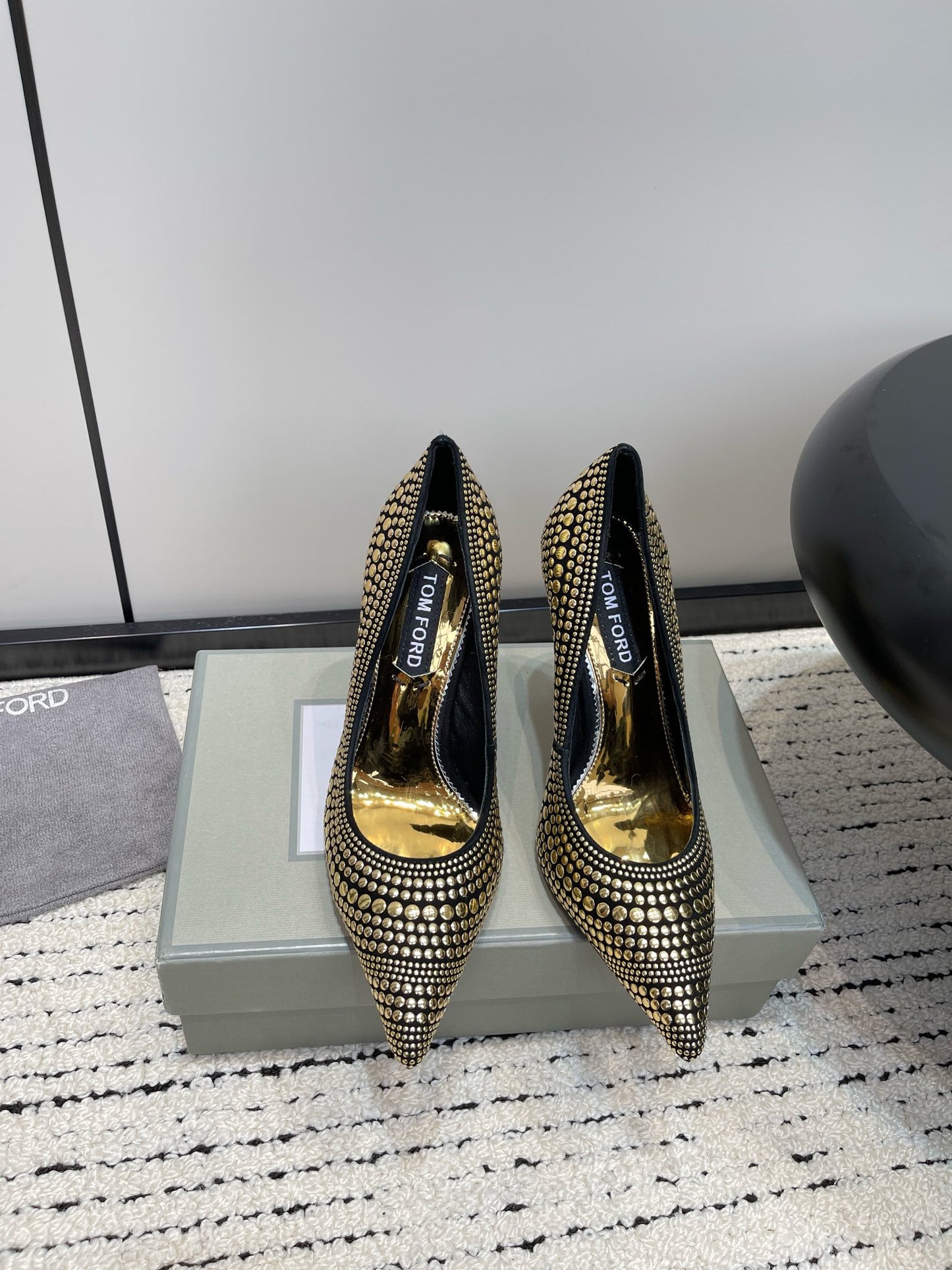 TOM FORD Crystal Embellished Gold Heeled Sandals