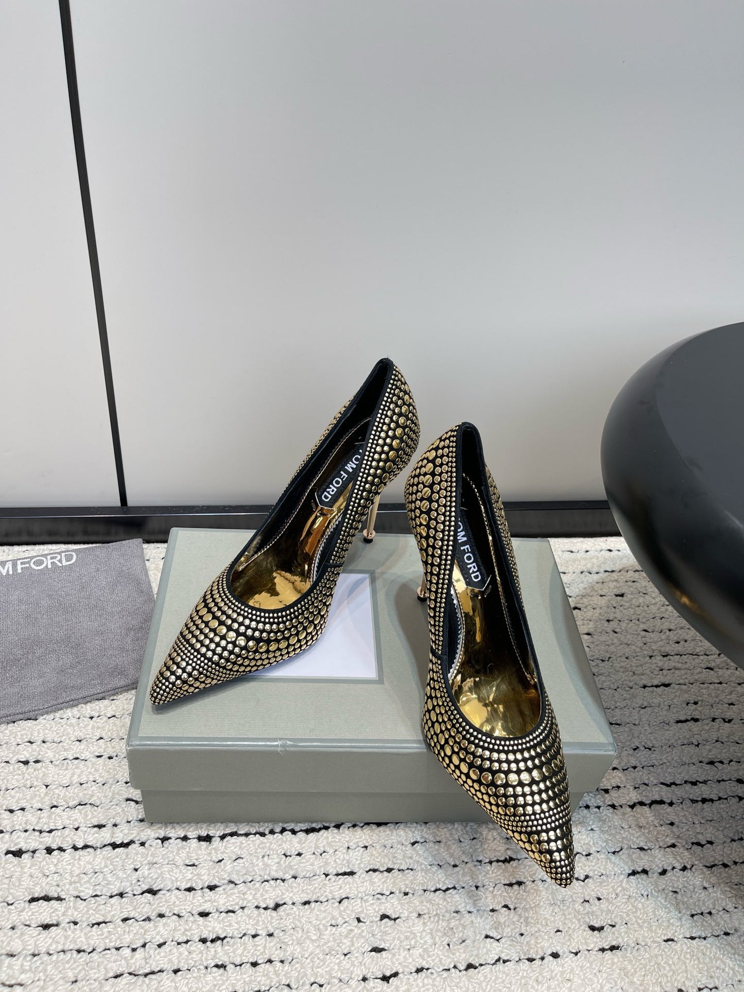 TOM FORD Crystal Embellished Gold Heeled Sandals