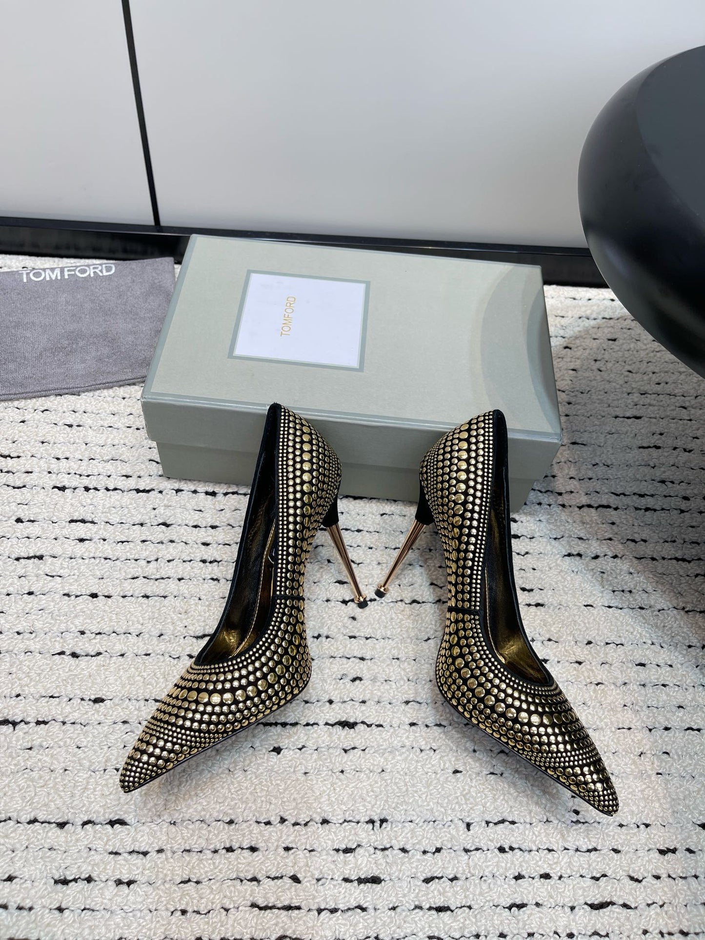 TOM FORD Crystal Embellished Gold Heeled Sandals