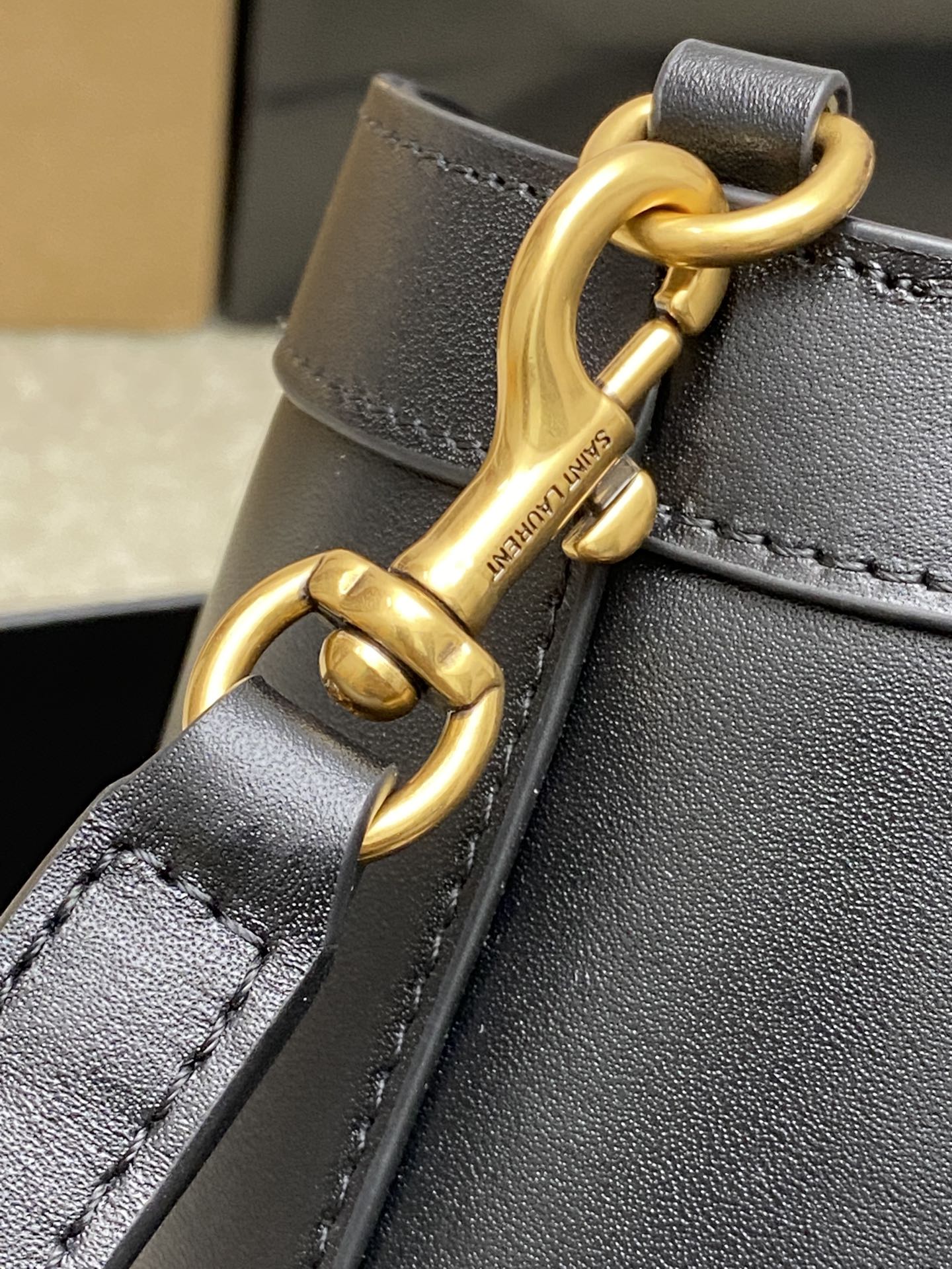 Saint Laurent Smooth Leather Basket Tote Bag