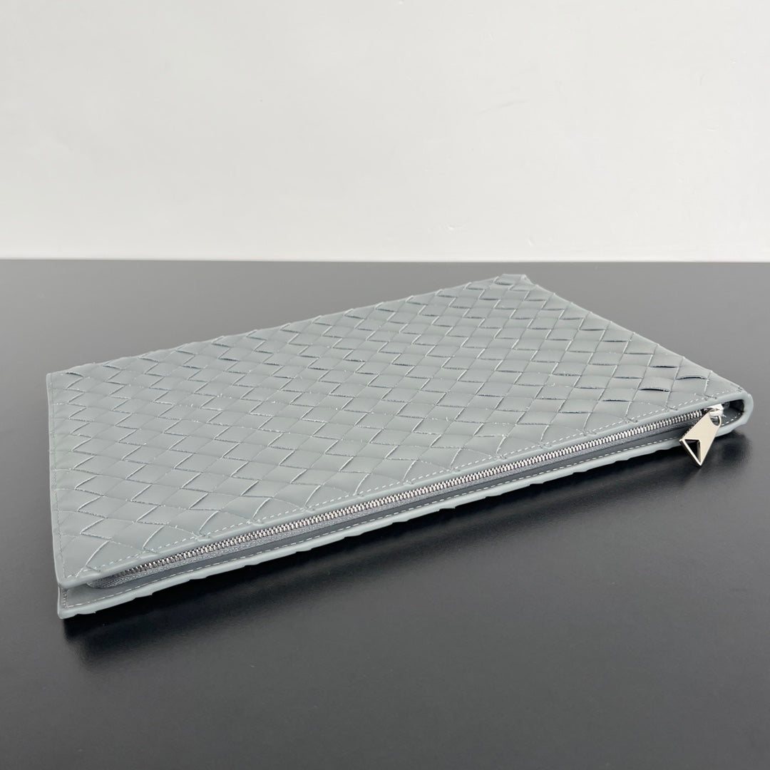 Bottega Veneta Intrecciato Half-Zip Clutch Bag