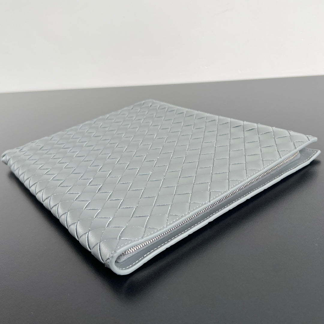 Bottega Veneta Intrecciato Half-Zip Clutch Bag