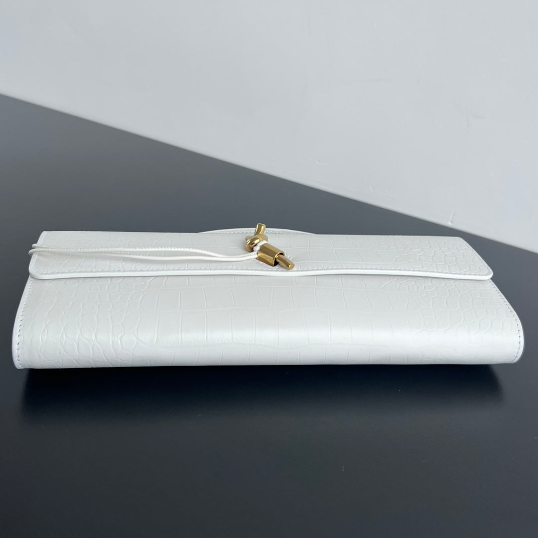 Bottega Veneta Crocodile Embossed Intrecciato Clutch Bag