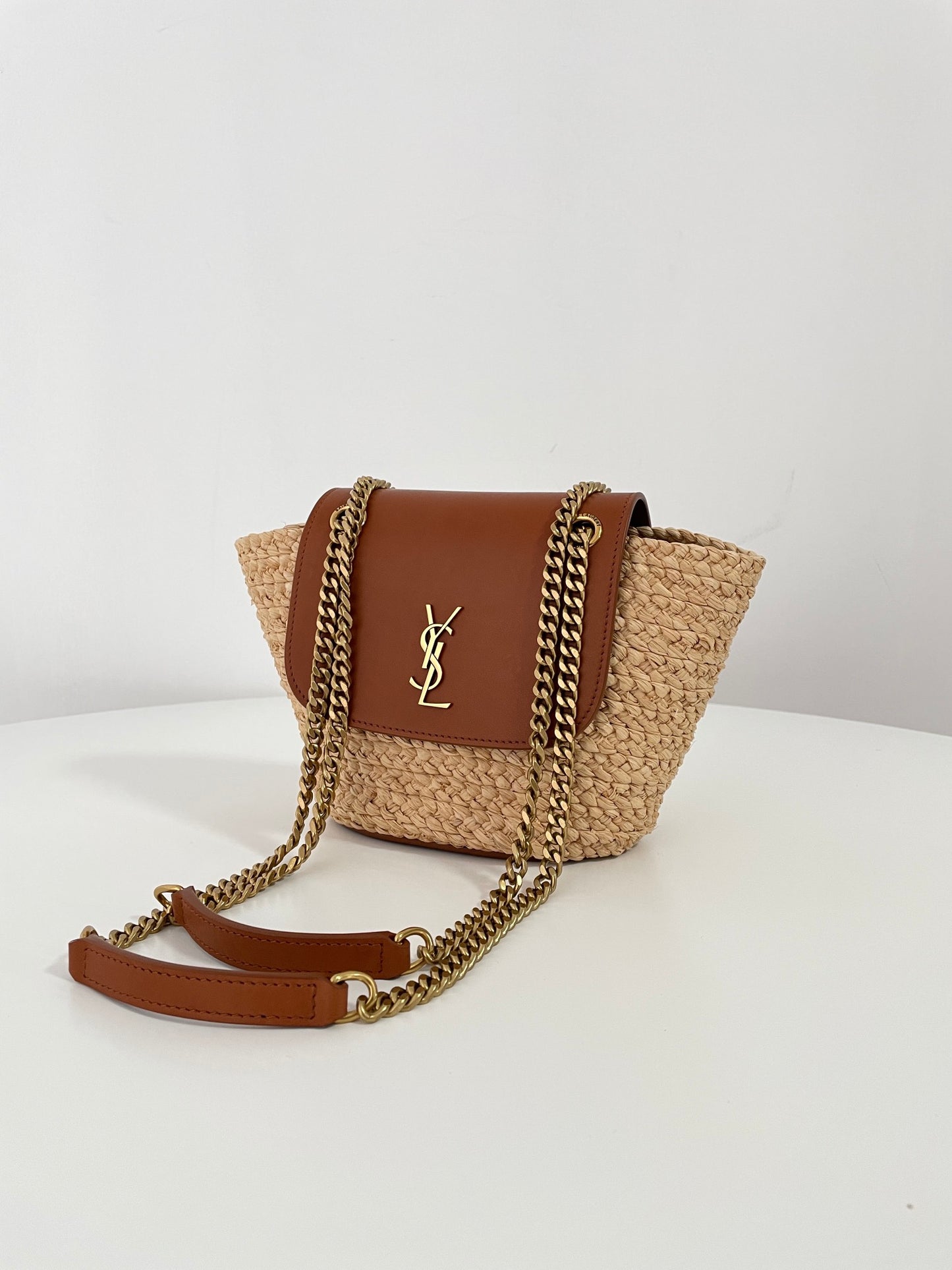 Saint Laurent Mini Manon Raffia Basket Handbag