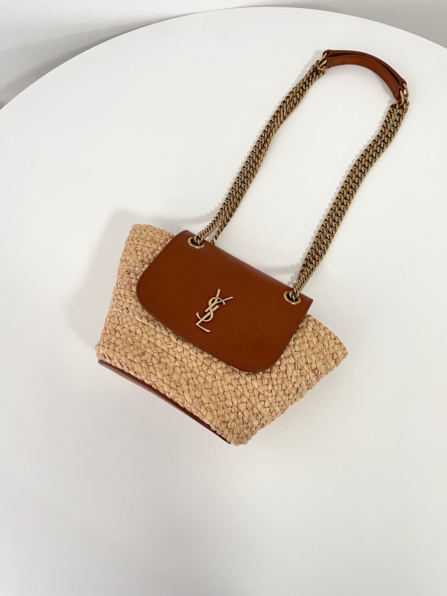 Saint Laurent Mini Manon Raffia Basket Handbag