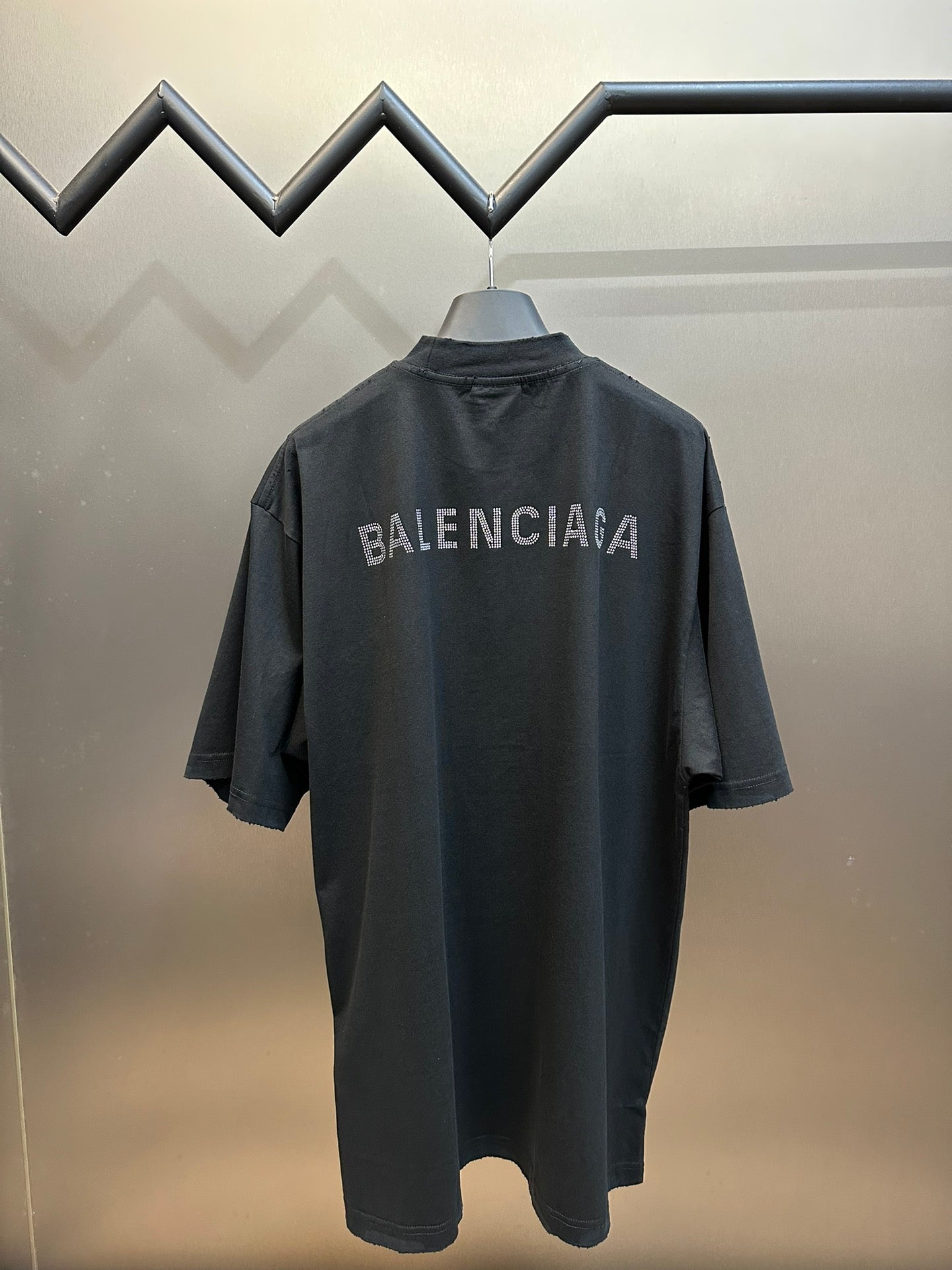 Balenciaga Rhinestone Logo Distressed T-Shirt