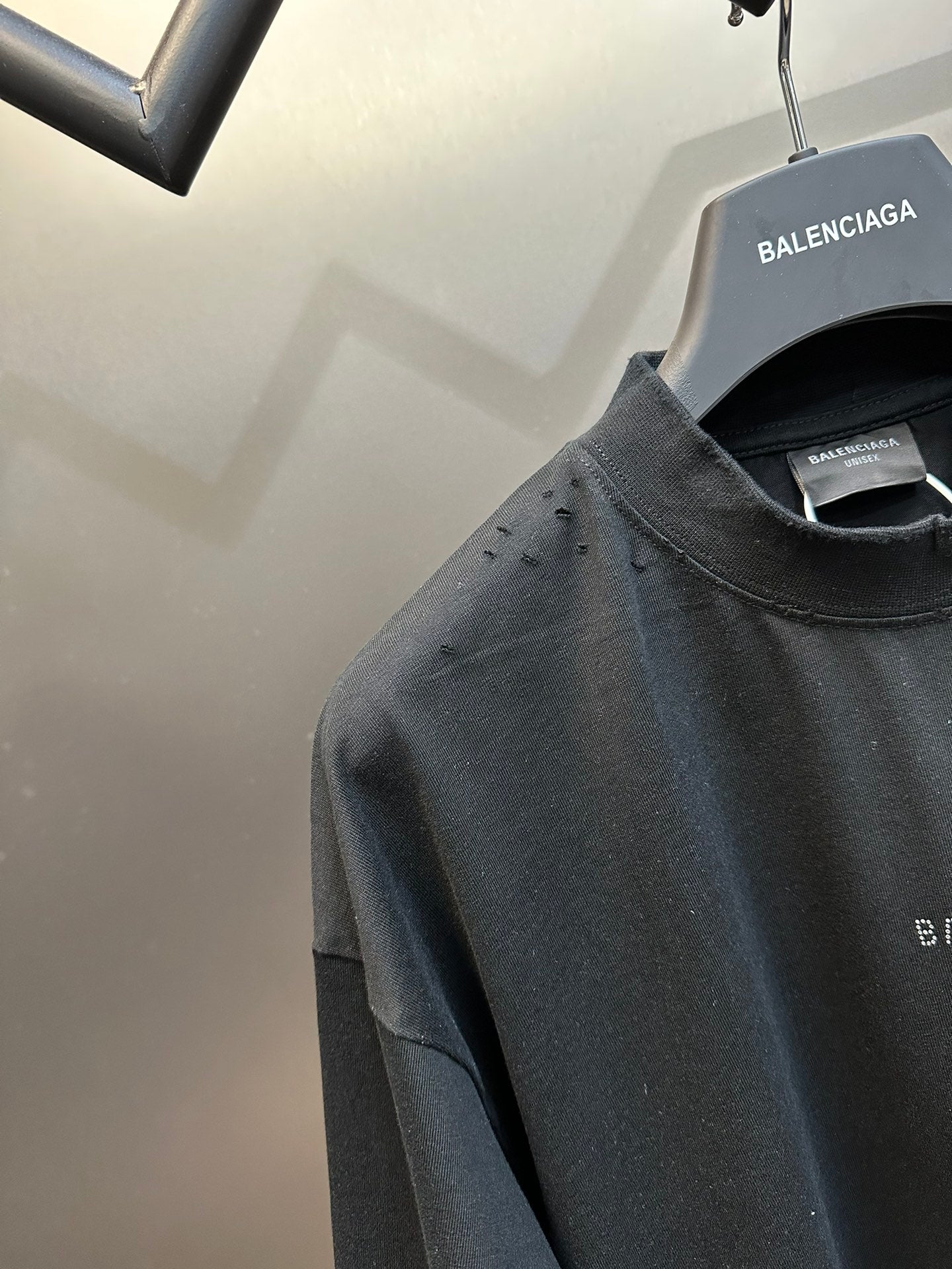 Balenciaga Rhinestone Logo Distressed T-Shirt