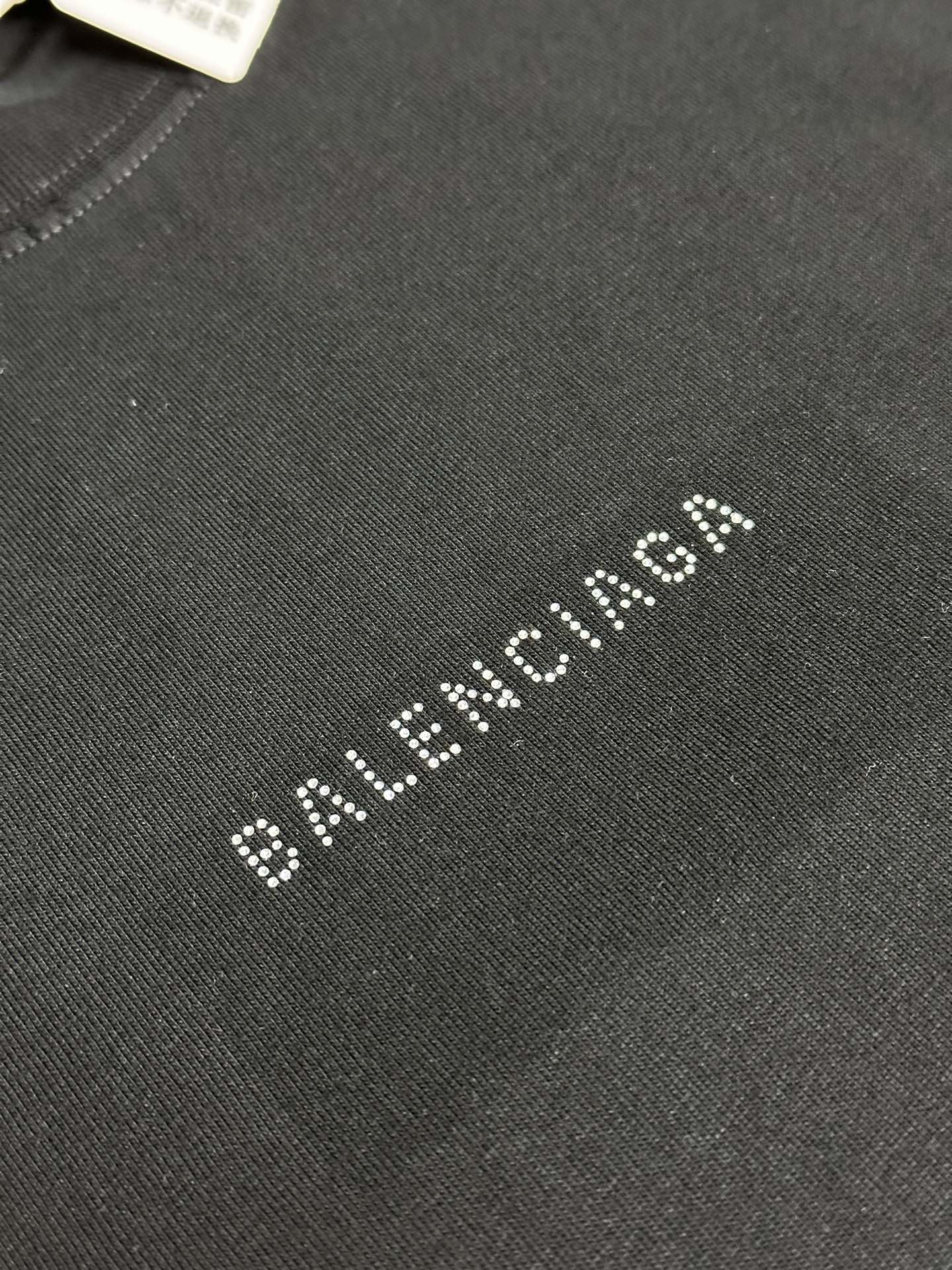 Balenciaga Rhinestone Logo Distressed T-Shirt