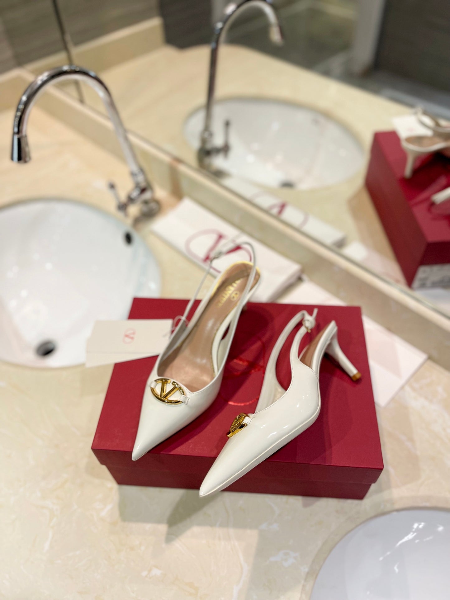 Valentino VLogo Signature Patent Leather Slingback Heels – 2024 Collection
