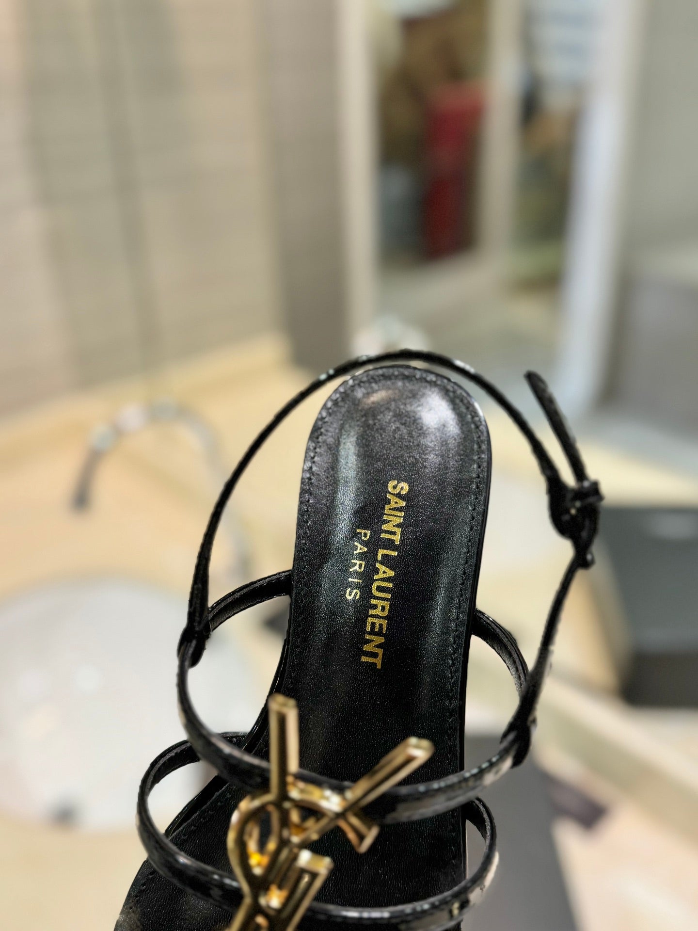 Saint Laurent YSL Metal Logo Heeled Sandals