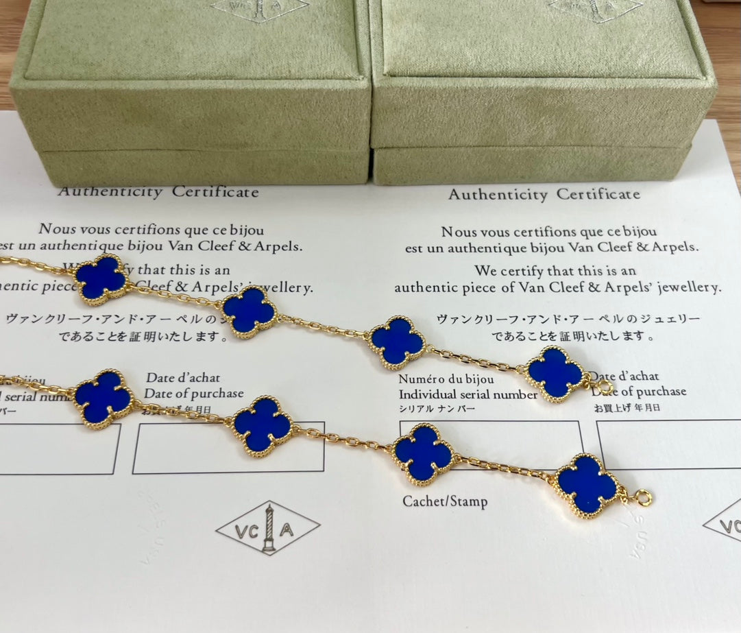 Van Cleef & Arpels Vintage Alhambra Blue Agate Bracelet