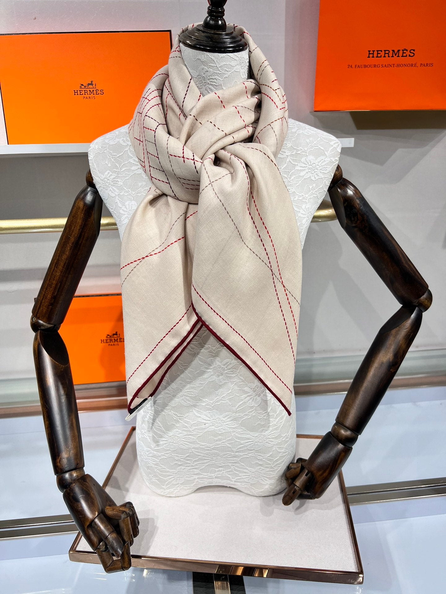 Hermès Double-Sided Saddle Stitch Silk Cashmere Scarf – 2024 Collection