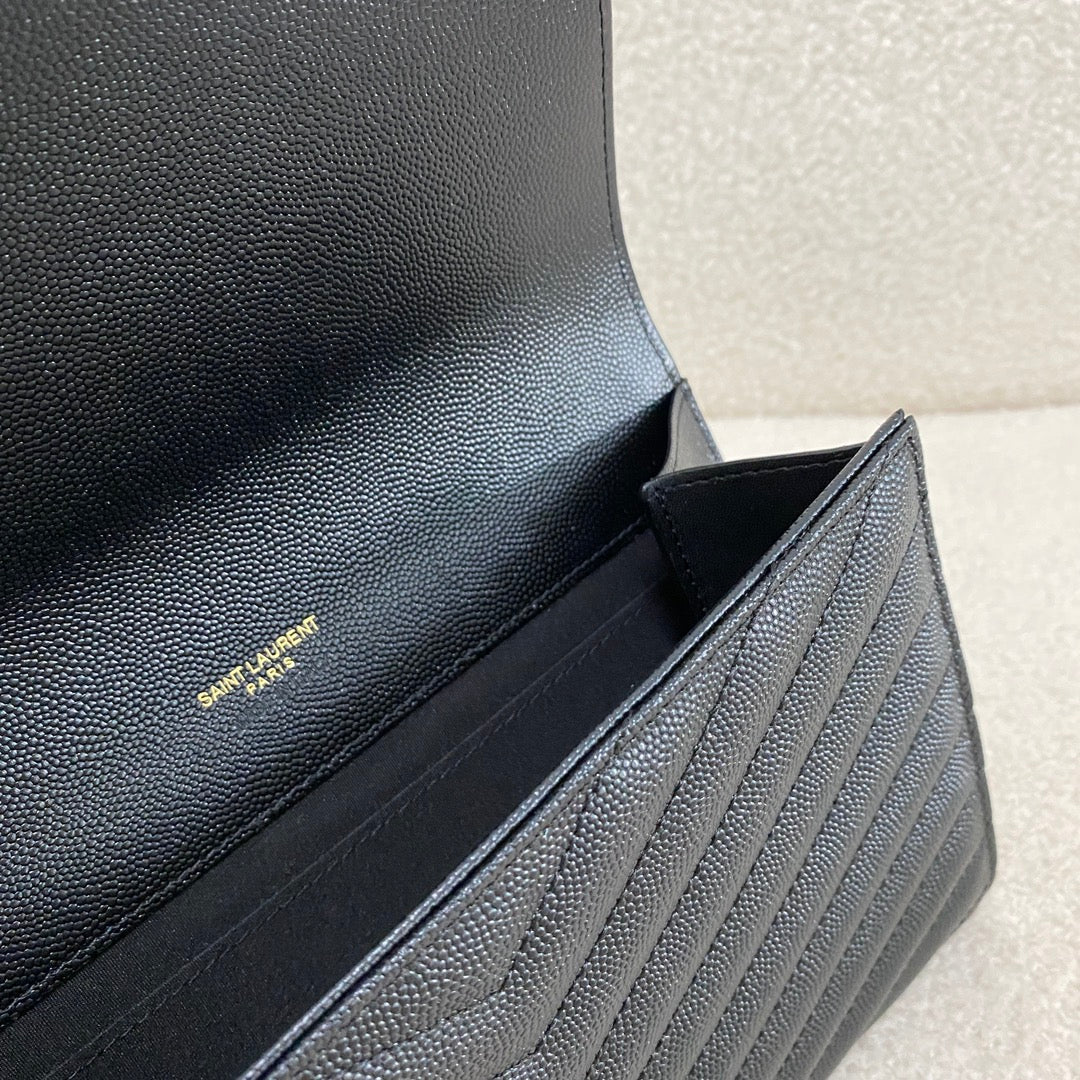 Saint Laurent Cassandre Grained Leather Clutch Bag