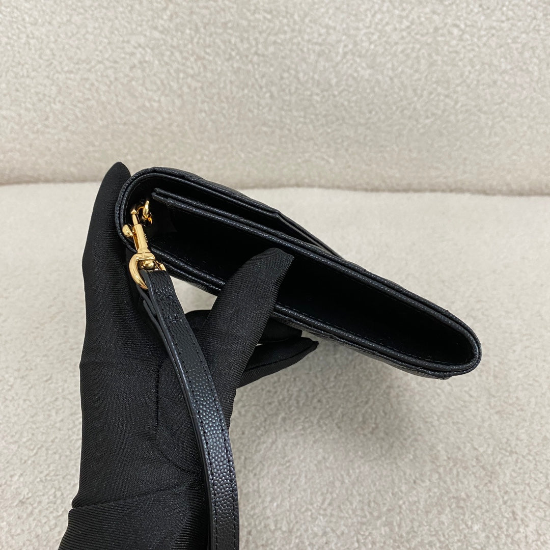 Saint Laurent Cassandre Grained Leather Clutch Bag