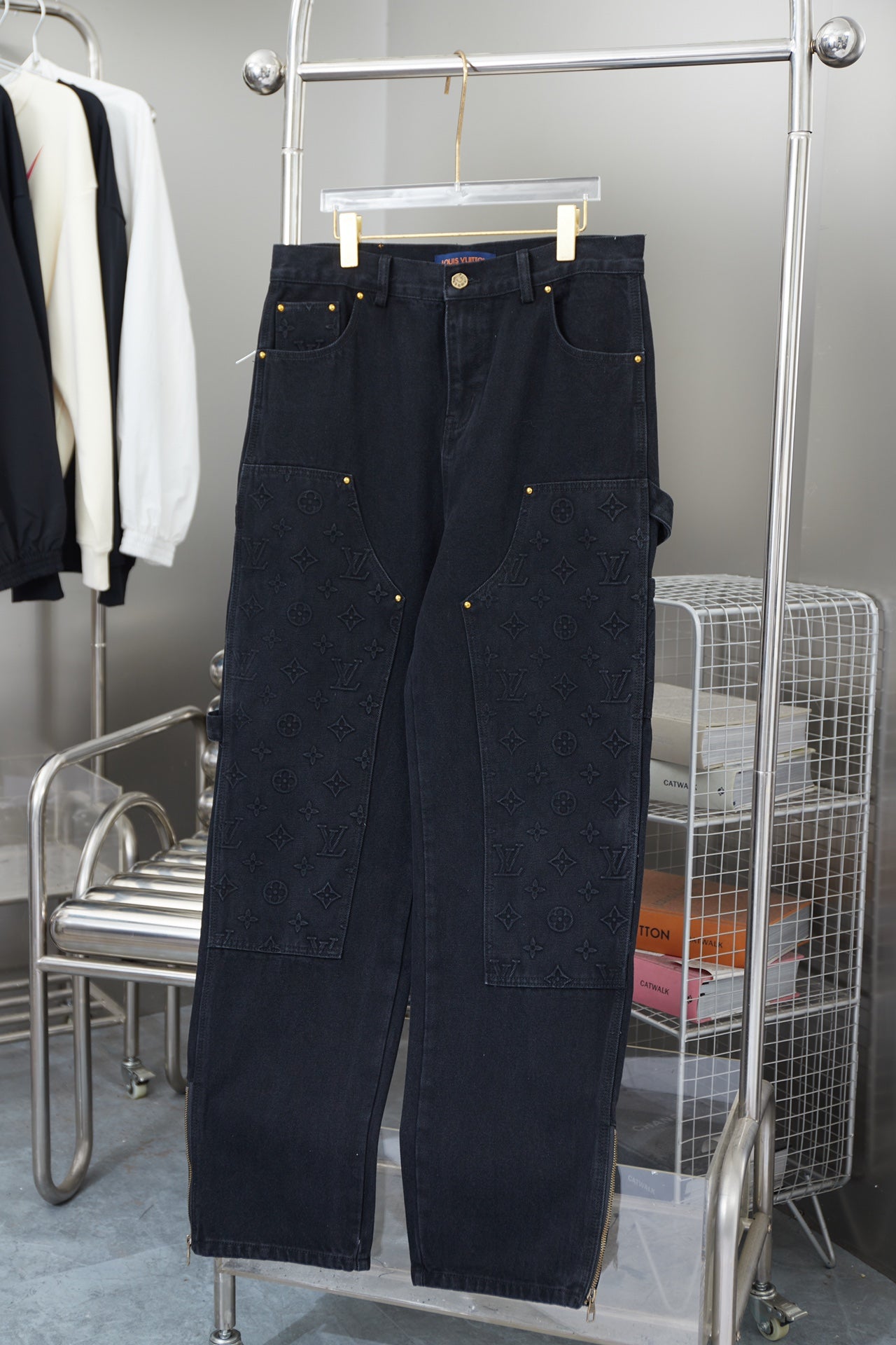 Louis Vuitton Monogram Embossed Denim Cargo Pants