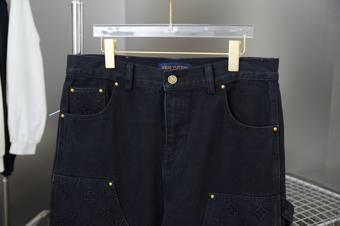 Louis Vuitton Monogram Embossed Denim Cargo Pants