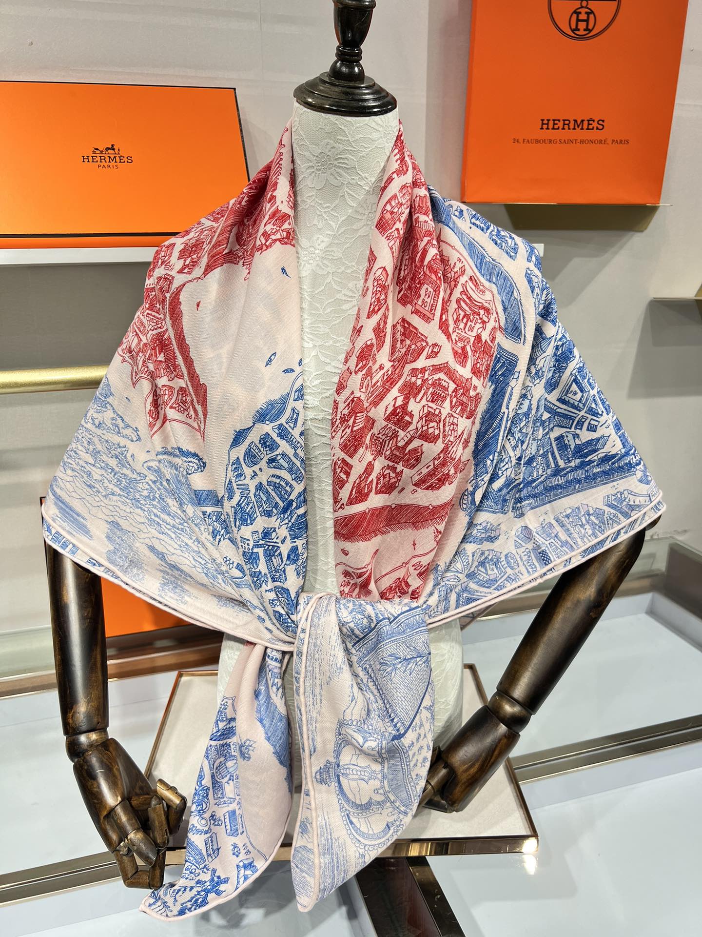 Hermès City of Horses Double-Sided Silk Cashmere Scarf – 2024 Collection