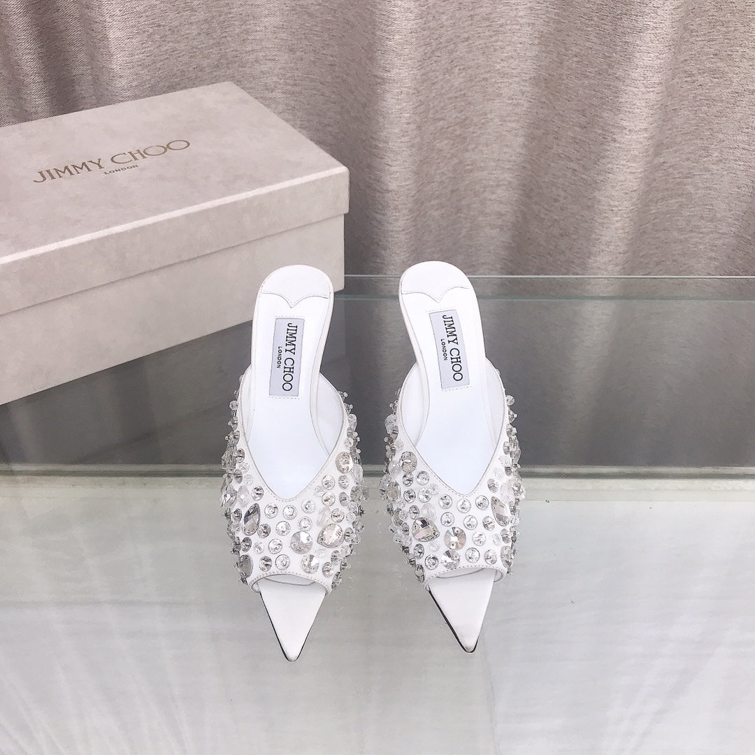Jimmy Choo Crystal Silk Peep-Toe Pumps – 2025SS
