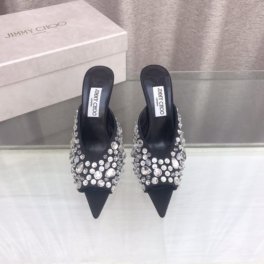 Jimmy Choo Crystal Silk Peep-Toe Pumps – 2025SS