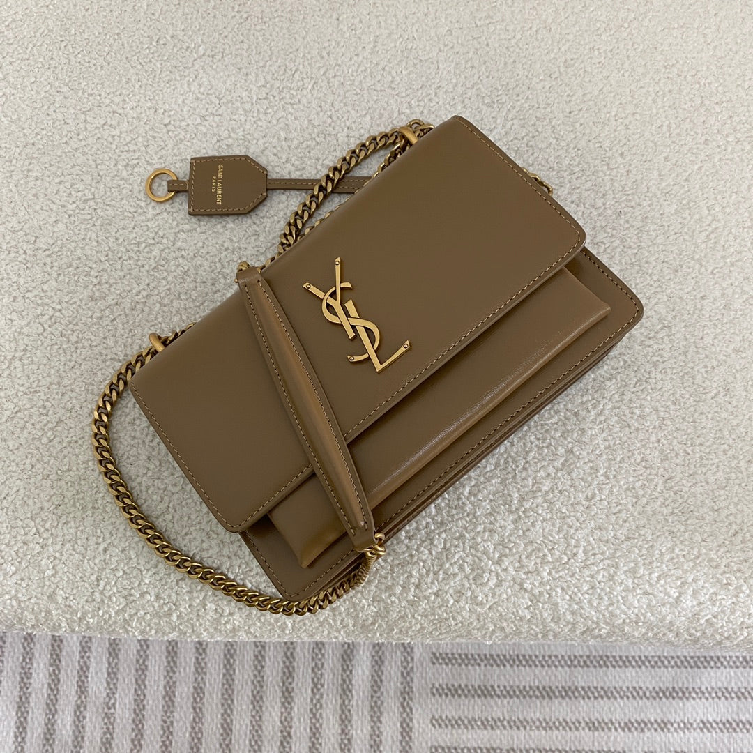 Saint Laurent Sunset Shoulder Bag – Milk Tea
