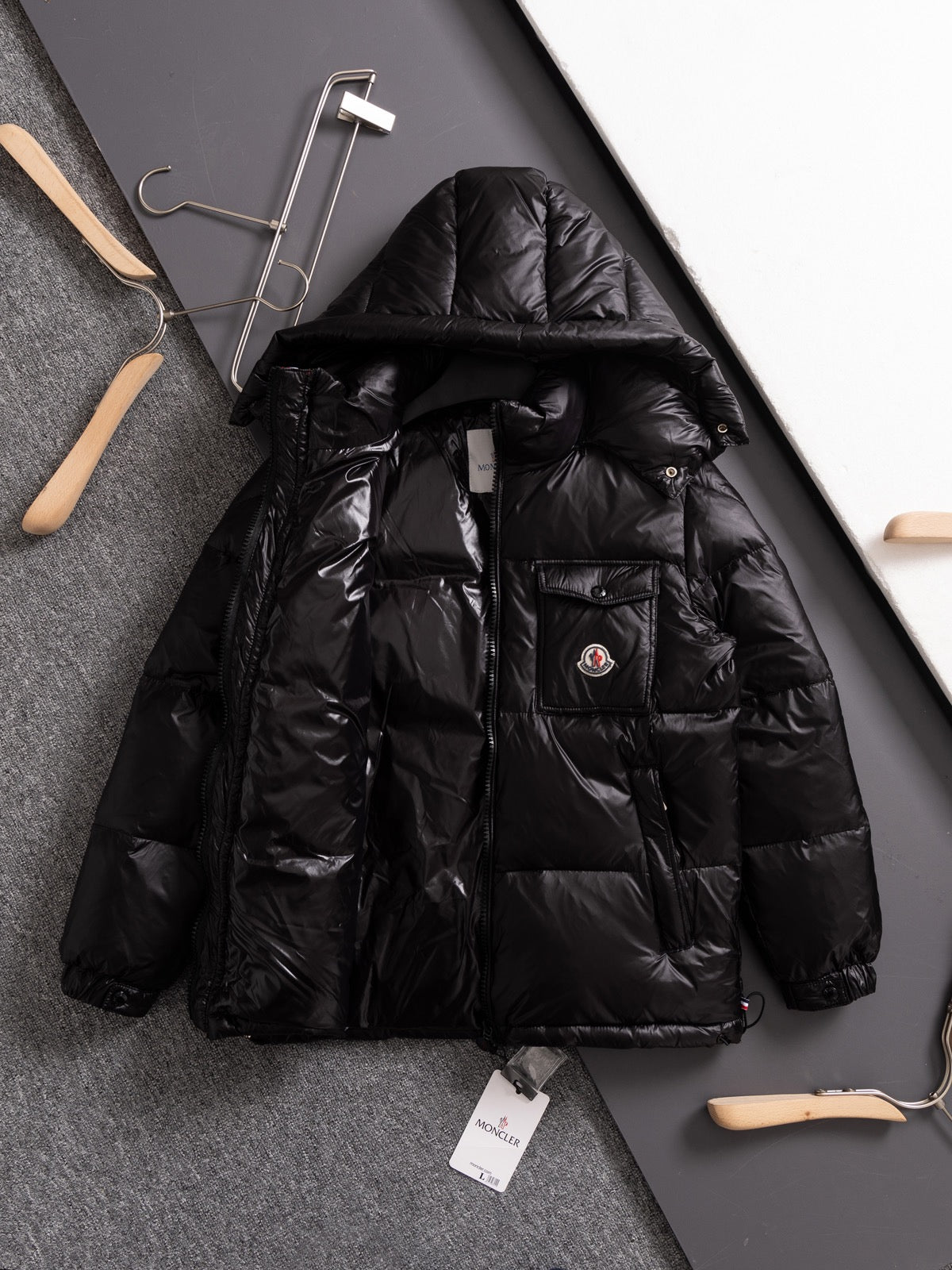 Moncler Three-Color Striped Short Down Jacket