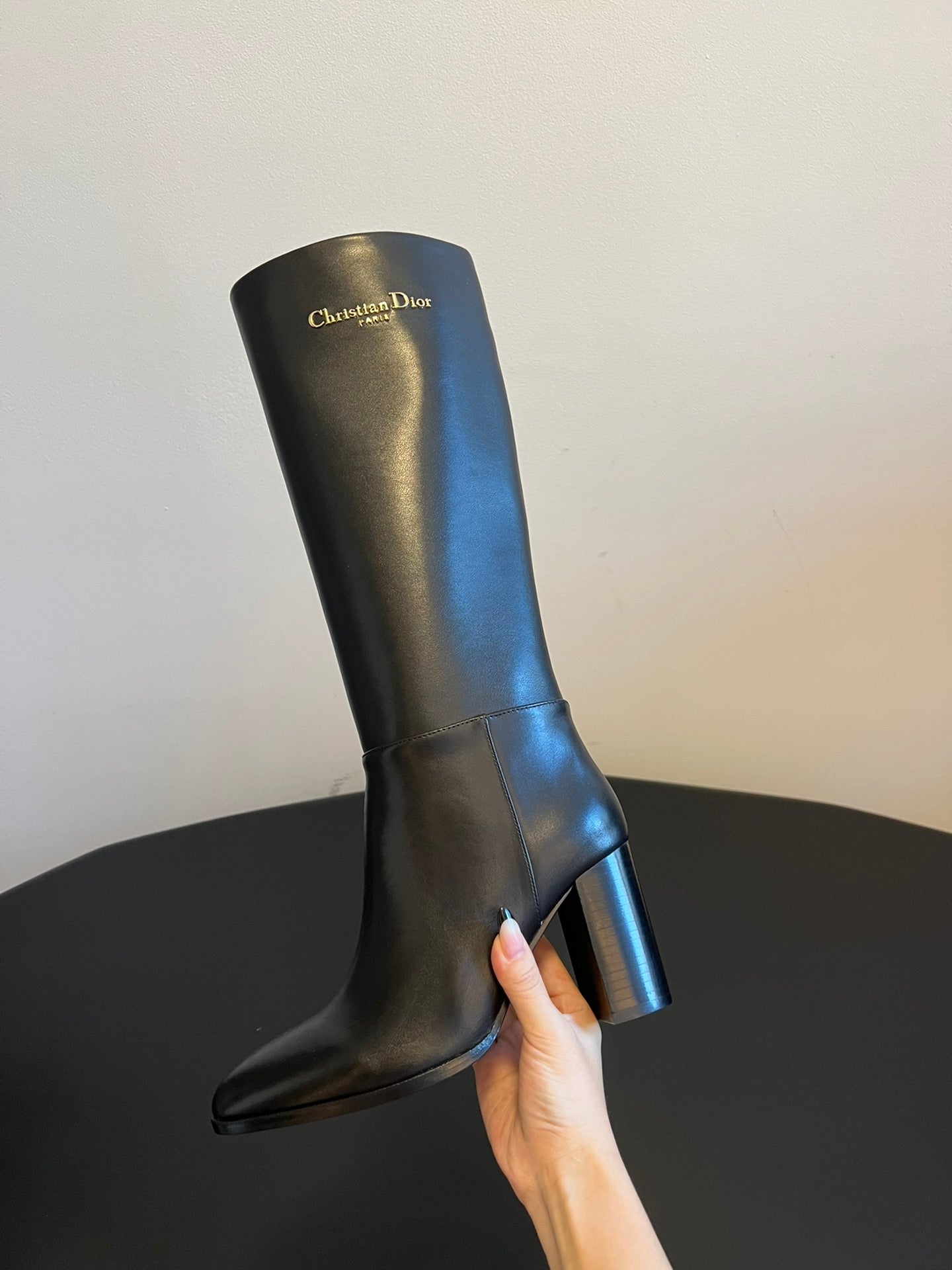 Dior Minimalist Chunky Heel Knee-High Boots – Autumn/Winter Collection