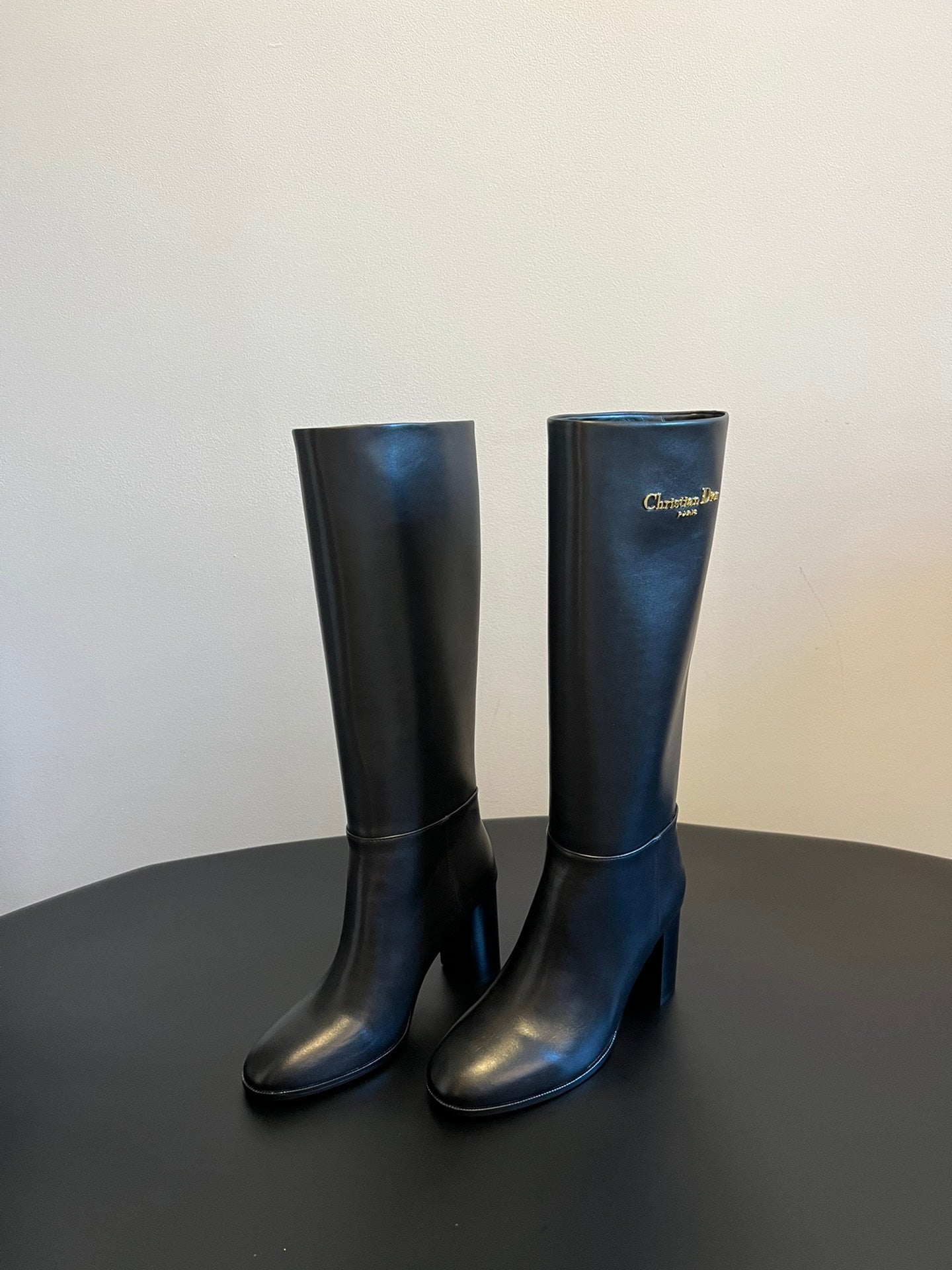 Dior Minimalist Chunky Heel Knee-High Boots – Autumn/Winter Collection