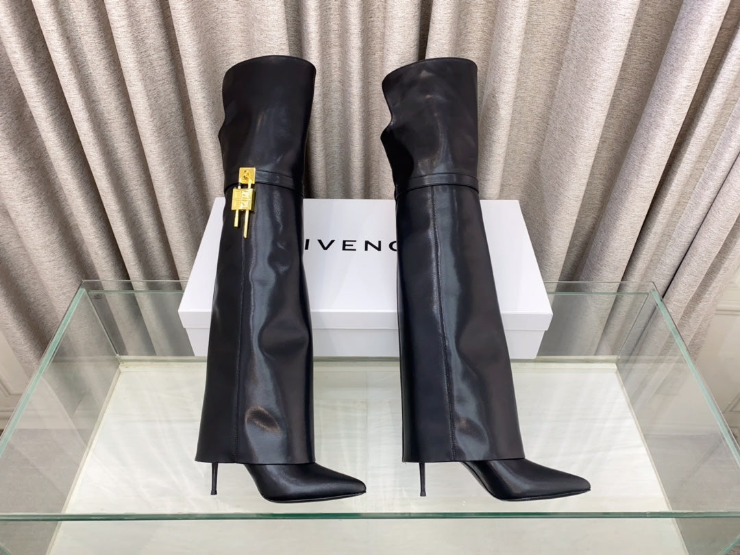 Givenchy Glossy Leather Knee-High Boots