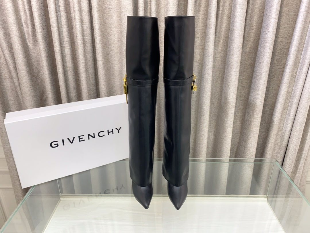 Givenchy Glossy Leather Knee-High Boots