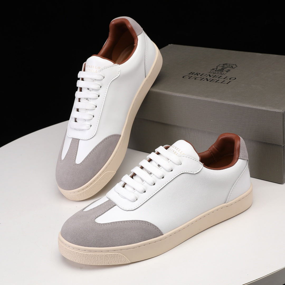 Brunello Cucinelli Calfskin and Suede Sneakers