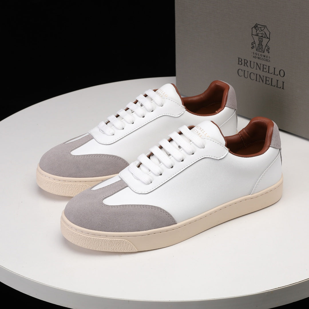 Brunello Cucinelli Calfskin and Suede Sneakers