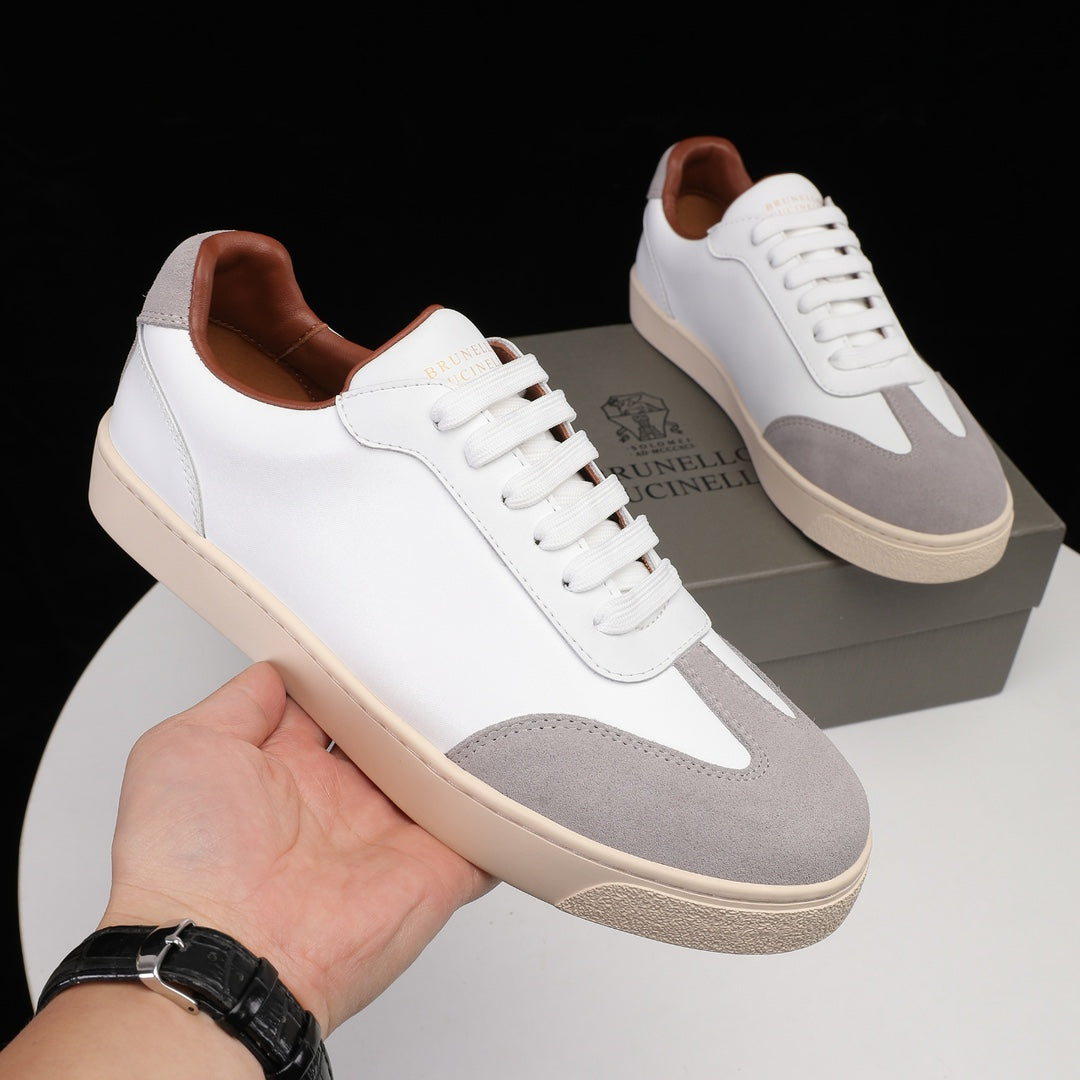 Brunello Cucinelli Calfskin and Suede Sneakers