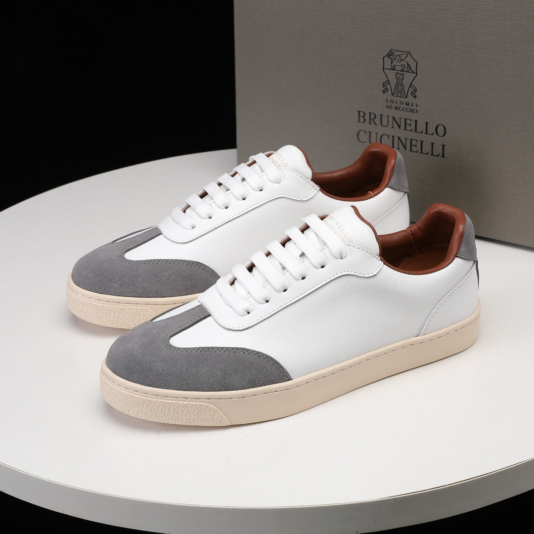 Brunello Cucinelli Calfskin and Suede Sneakers