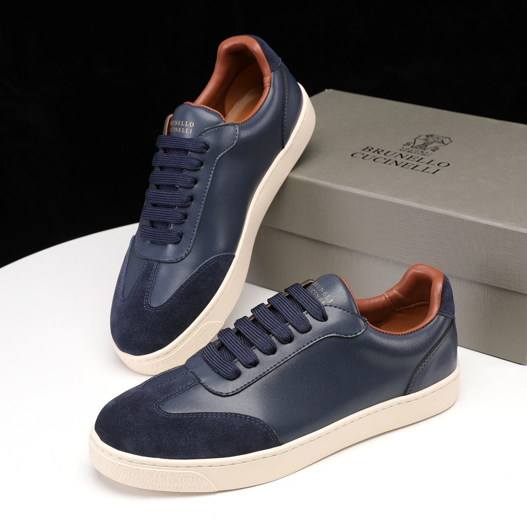 Brunello Cucinelli Calfskin and Suede Sneakers