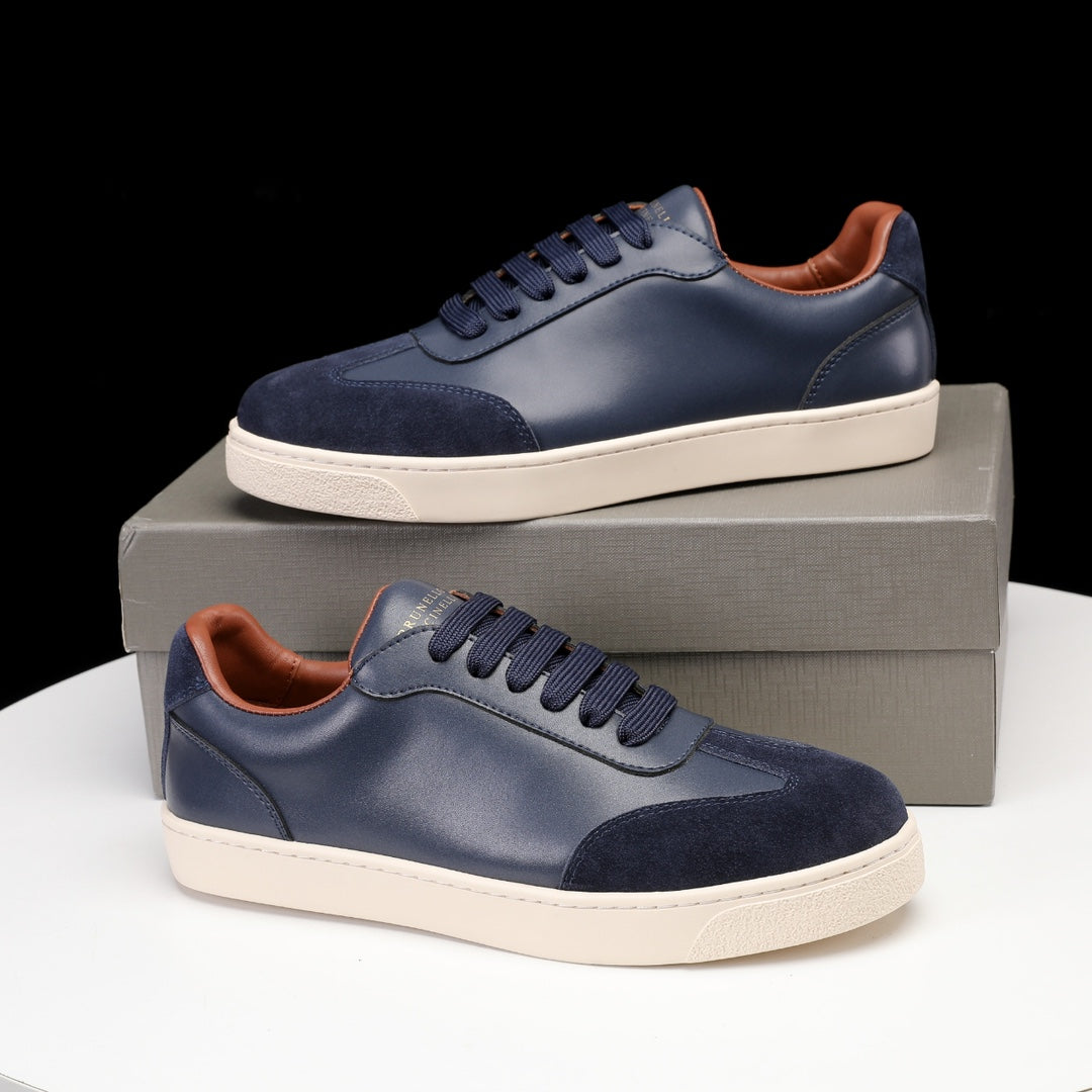 Brunello Cucinelli Calfskin and Suede Sneakers