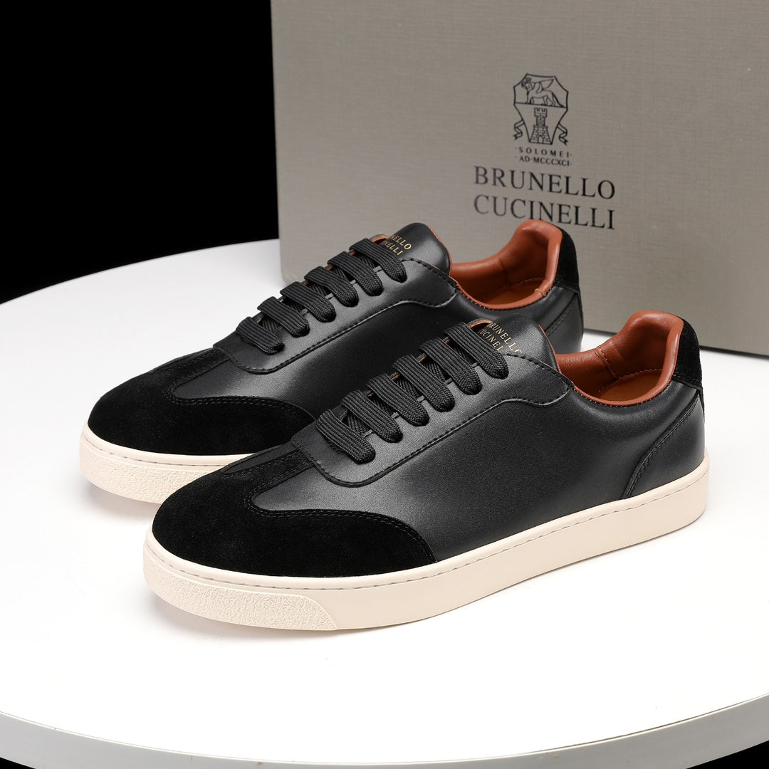 Brunello Cucinelli Calfskin and Suede Sneakers
